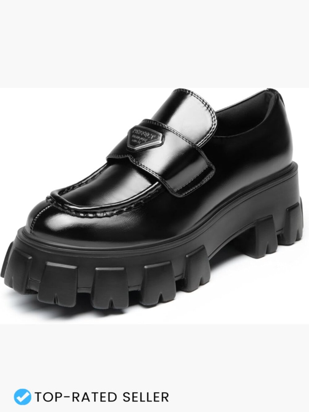 Chunky Platform Loafers Slip On Business Casual Fashion Shoes Round Toe